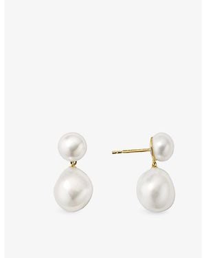 MEJURI Bold 18Ct Vermeil And Freshwater Pearl Drop Earrings - White
