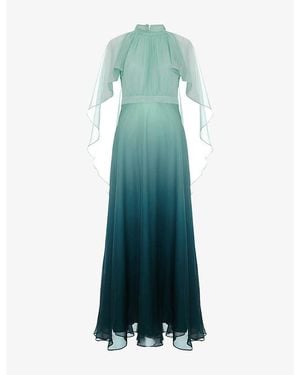 Phase Eight Aspen Flower-Appliqué Woven Maxi Cape Dress - Green