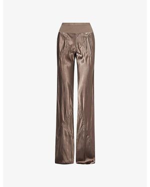Rick Owens Bias Panelled Straight-Leg Satin Trousers - Brown