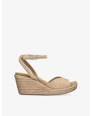 Pedro Garcia Afra Suede Wedge Sandals - Metallic