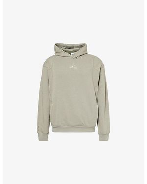 Nike Pro Brand-Print Woven Hoodie - Natural