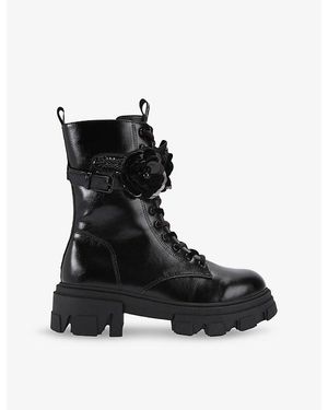 KG by Kurt Geiger Trekker Cuff Patent-Leather Ankle Boots - Black