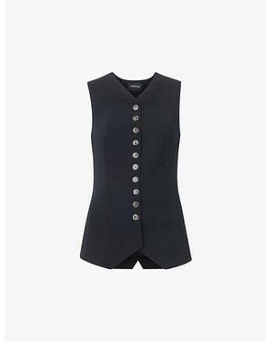 Whistles Cora V-Neck Crepe Waistcoat - Blue