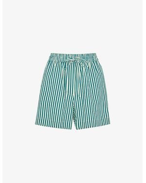Whistles Relaxed-Fit Stripe-Print Linen-Blend Shorts - Blue