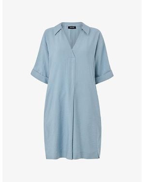 Whistles Melanie V-Neck Woven Mini Dress - Blue