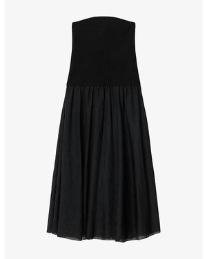 AllSaints Tegan Knitted And Woven Maxi Skirt - Black