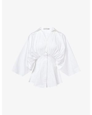 Palmer//Harding Resilient V-Neckline Cotton Shirt - White