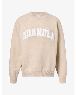 ADANOLA Embroidered-Logo Oversize Cotton-Knit Jumper - Natural