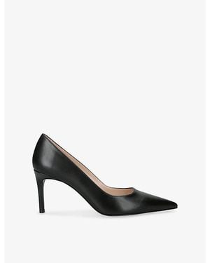 Stuart Weitzman Power 75 Leather Courts - Black
