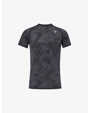 GYMSHARK Geo Seamless Logo-Embroidered Jersey T-Shirt - Black