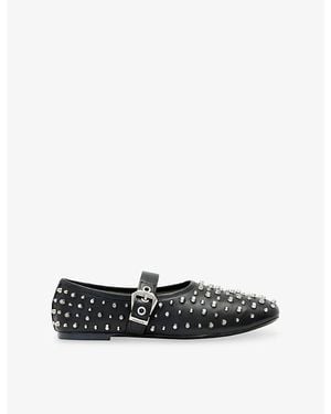 AllSaints Sabine Stud Leather Ballet Flats - Black