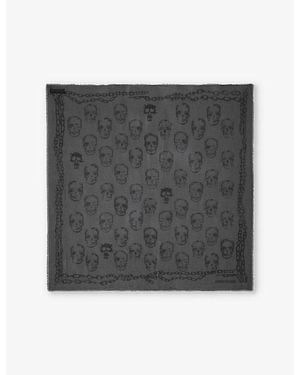 Zadig & Voltaire Kerry Skull-Print Square Woven Scarf - Grey