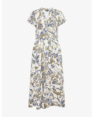 ME+EM Graphic-Print Tiered Cotton Midi Dress - Metallic