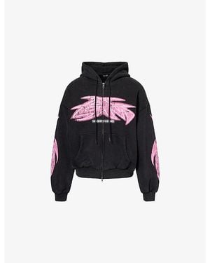 GODMADE Vivid-Print Zipped Cotton-Jersey Hoody - Black