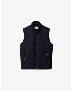 Eton Flannel Zip Wool Vest - Blue