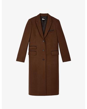 The Kooples Notched-Lapel Single-Breasted Wool-Blend Coat - Brown