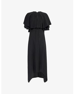 Stella McCartney Draped Layered Silk Midi Dress - Black