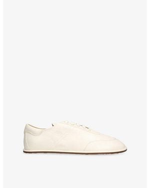 Dear Frances Lace-Up Leather Trainers - Natural