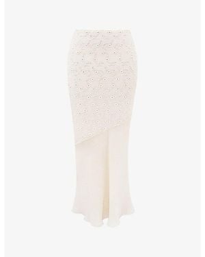House Of Cb Lana Broderie-Anglaise Cotton-Blend Maxi Skirt - White
