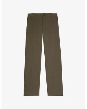 The Kooples Patch-Pocket Mid-Rise Cotton Trousers - Green