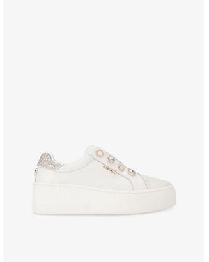 Carvela Kurt Geiger Connected Laceless Leather Low-Top Trainers - White