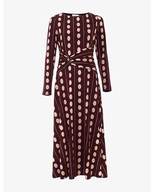 Phase Eight Eugenie Spot-Print Jersey Midi Dress - Red