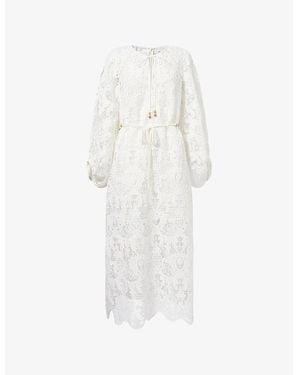 Zimmermann Coco Lace Woven Midi Dress - White
