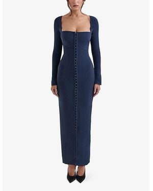 House Of Cb Sarai Sleeveless Stretch-Lace Maxi Dress in Blue | Lyst