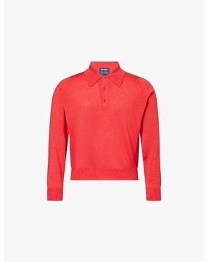 John Smedley X Bill Nighy Cashmere And Silk-Blend Polo T-Shirt - Red