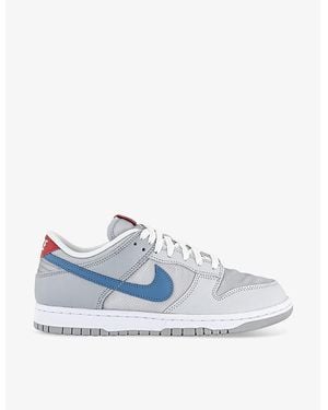 Nike Dunk Low Panelled Leather And Mesh Low-Top Trainers - Blue