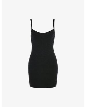 House Of Cb The Cinch V-Waist Woven Bandage Mini Dress - Black