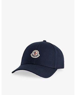 Moncler Logo-Badge Cotton Baseball Cap - Blue