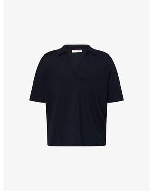 Orlebar Brown Raffertie Short-Sleeve Wool Polo Shirt - Blue