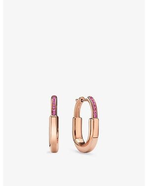 Tiffany & Co. Tiffany Lock Small 18Ct Rose- And 0.06Ct Sapphire Earrings - Pink