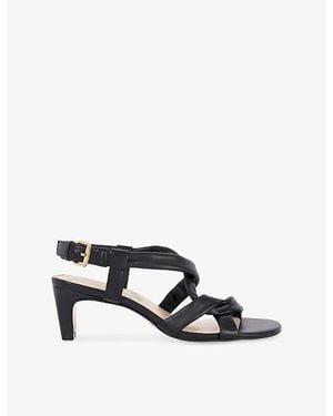 Dune Motivating Leather Heeled Sandals - Black