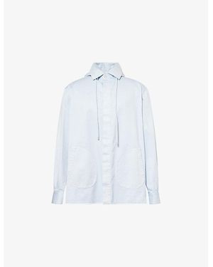 Loewe Hooded Relaxed-Fit Cotton-Poplin Overshirt - Blue