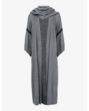 eem Scarf Long-Sleeve Maxi Knitted Cardigan - Grey