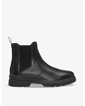 HUGO Pull-Tab Flat Leather Chelsea Boots - Black