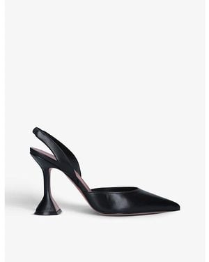 AMINA MUADDI Holli Pointed-Toe Leather Slingback Heels - Black