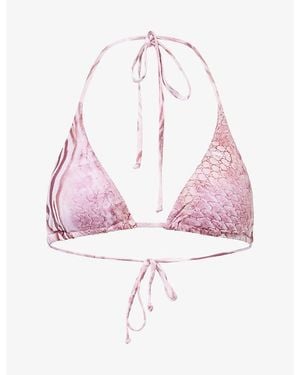 Gracejacob Tora Palm Bikini Top - Pink