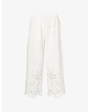 Stylein Jamie Embroidered Cotton-Blend Trousers - White