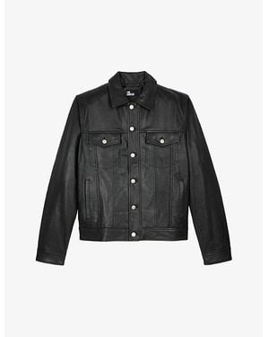 The Kooples Classic-Collar Fitted Leather Jacket - Black