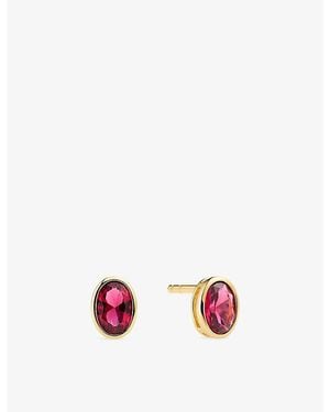 Sif Jakobs Sardinien Ovale 18Ct-Plated Sterling And Cubic Zirconia Stud Earrings - Red