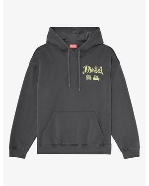 DIESEL Flocked Graphic-Print Cotton Hoody - Gray