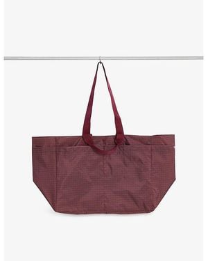 Hay Grid Medium Weekend Woven Tote Bag - Red