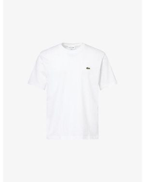 Lacoste Embroidered-Emblem Crew-Neck Cotton T-Shirt - White