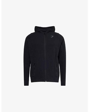 GYMSHARK Interlock Tech Zip-Up Cotton-Blend Hoody - Blue