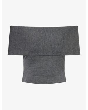 Jonathan Simkhai Callahan Off-Shoulder Wool Top - Grey