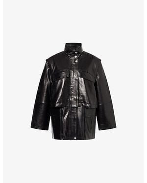 Stand Studio Legacy High-Neck Leather Parka - Black