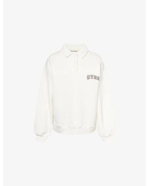 The Couture Club Ctre Relaxed-Fit Cotton-Blend Polo Sweatshirt - White